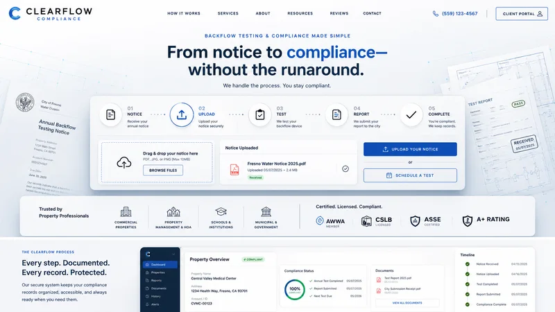 Clearflow Compliance website design concept